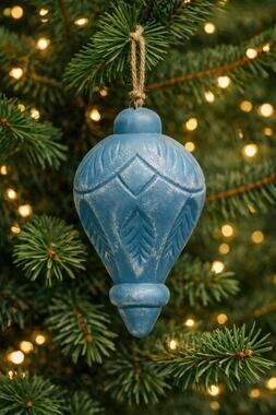 Upcycled Carved Ornament – Rustic Vintage‑Style Decor, Turquoise Christmas
